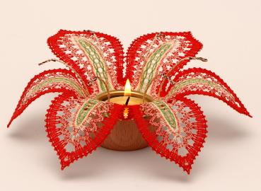 543 Klöppelbrief Blüte "Lilie" für Teelichthalter